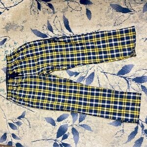 Hanes Plaid Blue Yellow Semi-Sheer Woven Sleep Pants Pajama Bottoms Pockets-S